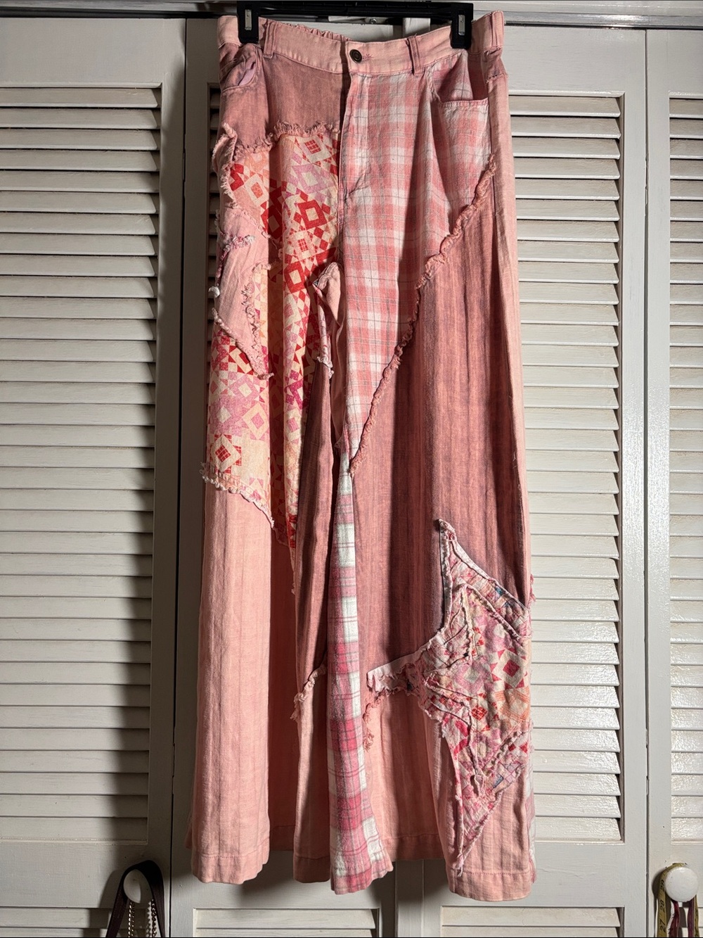 Pink Patchwork Maxi Pants-Boho Style